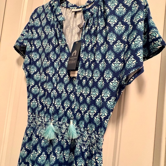 NWT Cabana Life Smock Waist Navy & Teal Maxi Dress - Picture 5 of 6